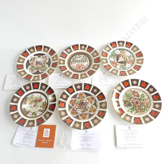 Six Royal Crown Derby 'Imari' 1990s Christmas plates, limited editions